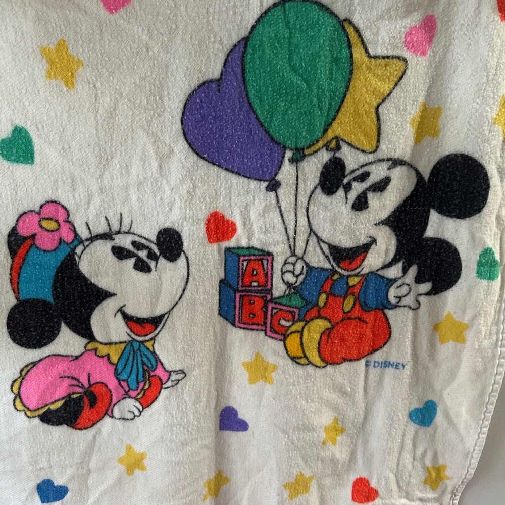 Vintage Disney Baby Mickey‎ Minnie Mouse ABC Blocks Balloons Blanket